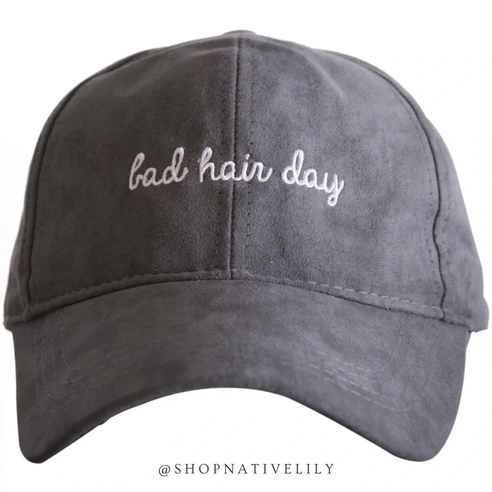 NWT Bad Hair Day Ultra Suede Baseball Cap, Grey - Picture 1 of 2